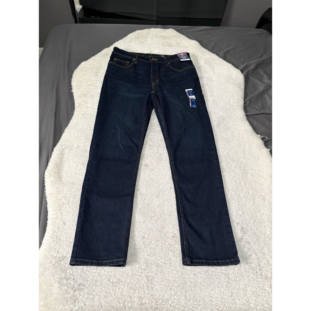 New George Slim‎ Straight Mens Dark Wash Denim Jeans Size 33x30 Pants Stretch